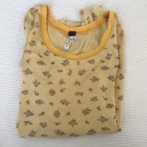 yellow floral free people thermal top